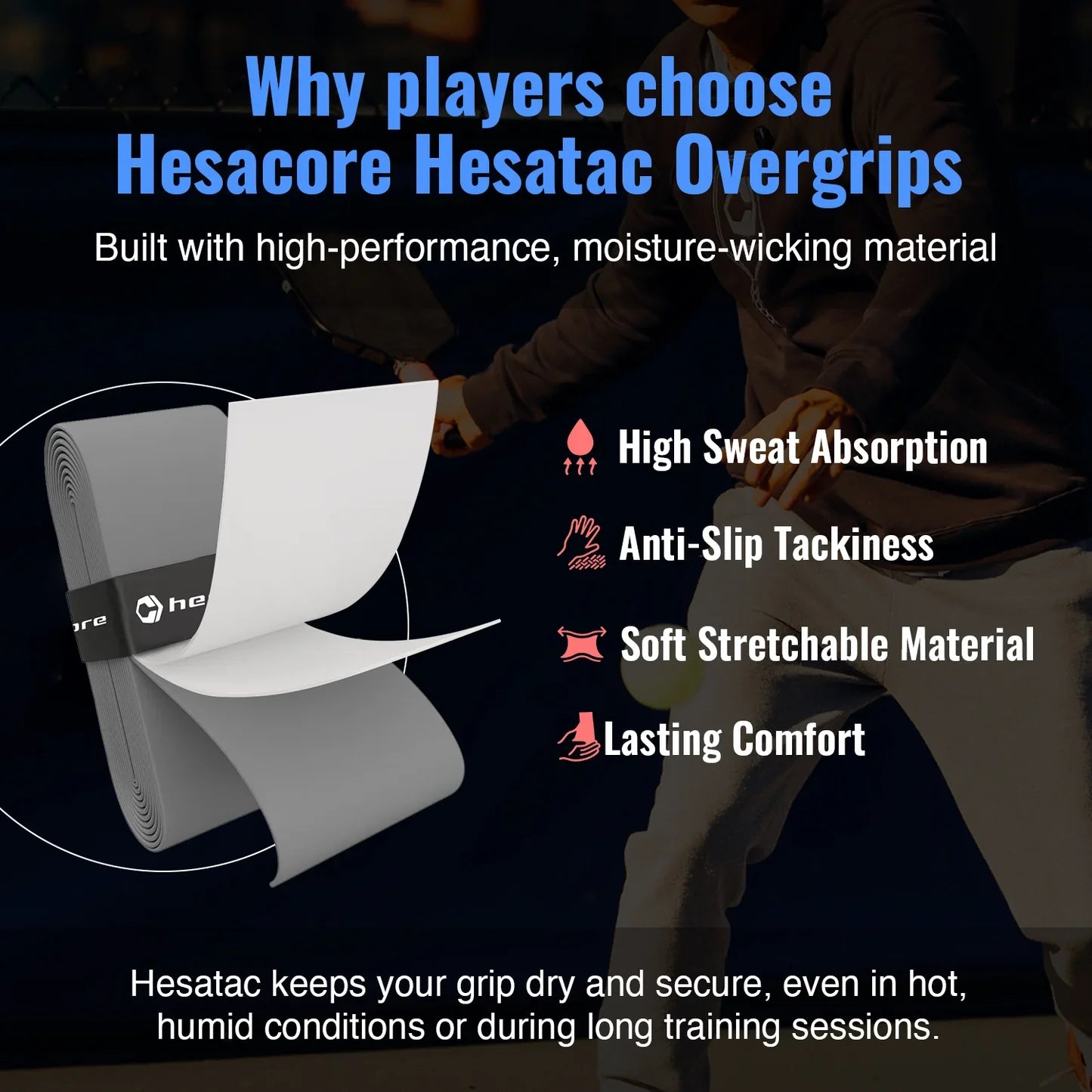 Hesacore Hesatac Pickleball Paddle Overgrip – White